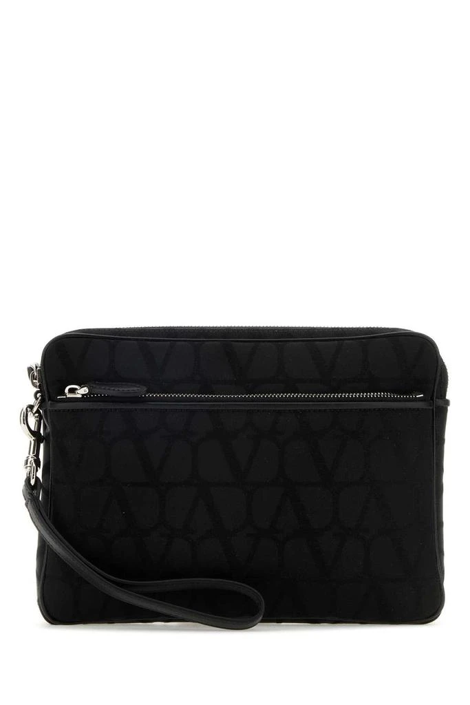 Valentino Valentino All-Over Logo Patterned Zip-Up Clutch Bag 1