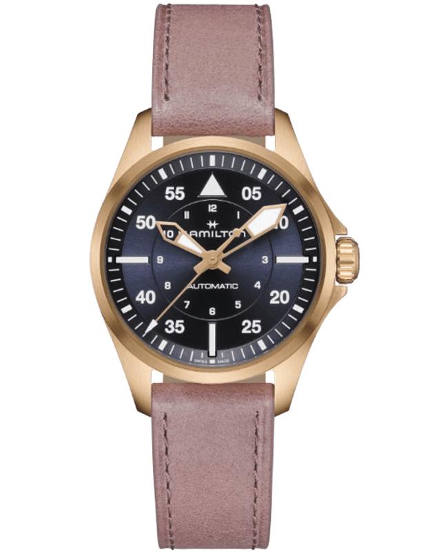 Hamilton Hamilton Khaki Aviation Pilot Auto Blue Dial Rose Gold Steel Rose Leather Strap Women's Watch H76245840