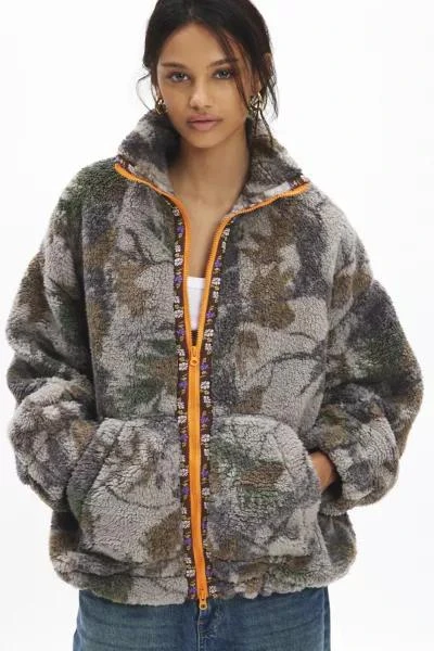 BDG BDG Mae Printed Piled Fleece Zip-Up Jacket 3