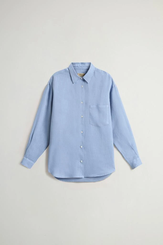 Woolrich Garment-Dyed Pure Linen Shirt - Women - Blue 5