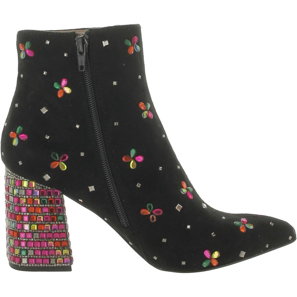 Betsey Johnson Joise Womens Faux Suede Embellished Ankle Boots