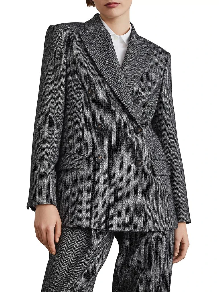 Brunello Cucinelli Brushed Techno Wool Chevron Blazer 2
