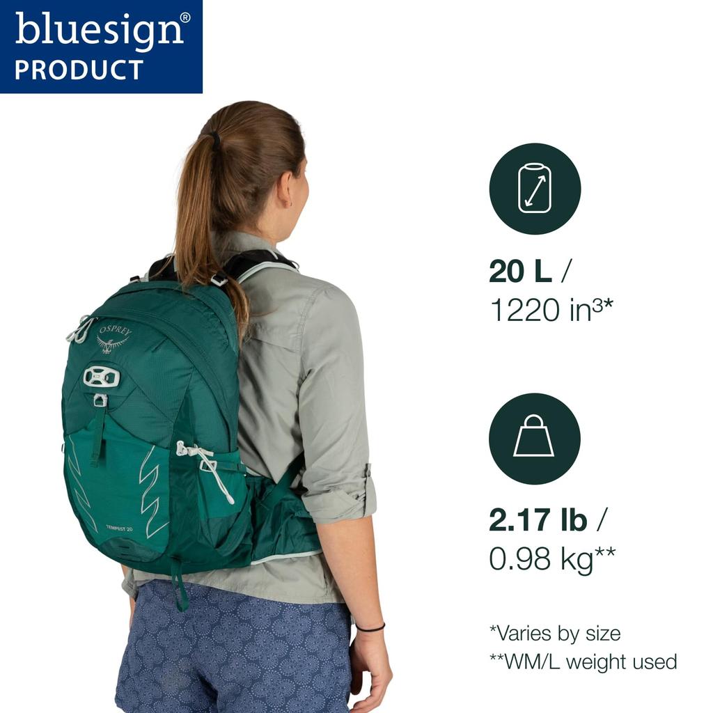 Osprey Osprey Tempest 20L Women's Hiking Backpack with Hipbelt, Tidal/Atlas, WM/L