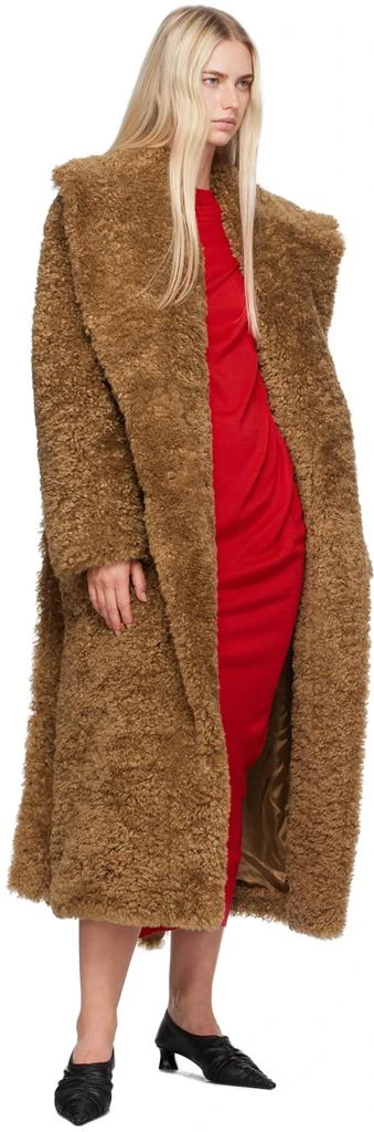 Stella McCartney Tan Belted Plush Teddy Faux-Shearling Coat 4