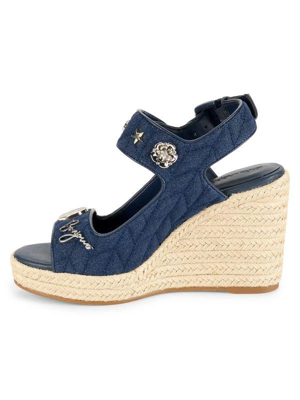 Karl Lagerfeld Paris Carolyna Denim Espadrille Wedge Sandals 4