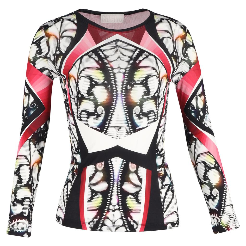 PETER PILOTTO Printed Long Sleeve Top in Multicolor Viscose