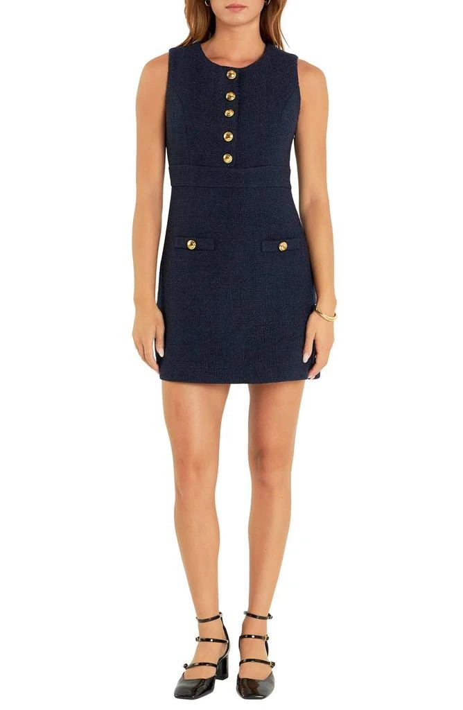English Factory English Factory - Gold Button Pointed Tweed Dress 2