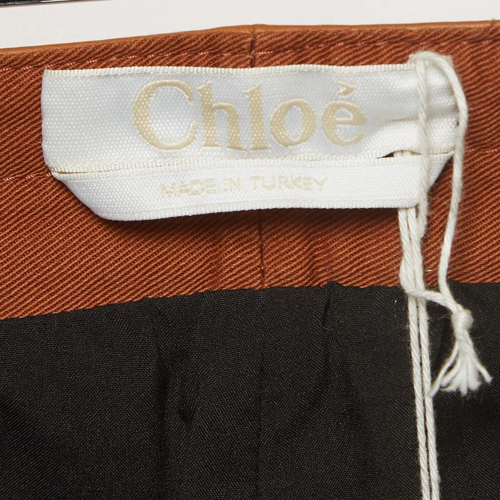 Chloé Chloe Havana Brown Leather Straight Leg Trousers M 4