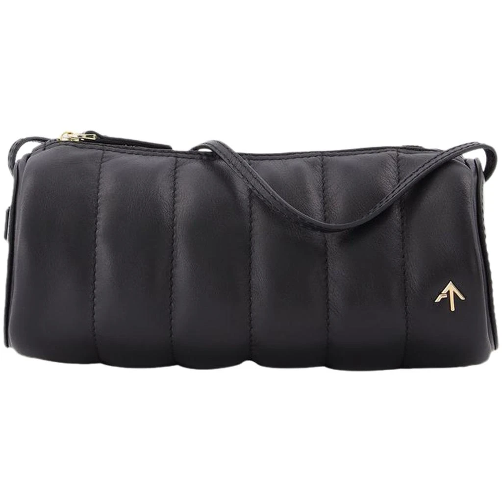 Manu Atelier Padded Cylinder Bag in Black Leather 3