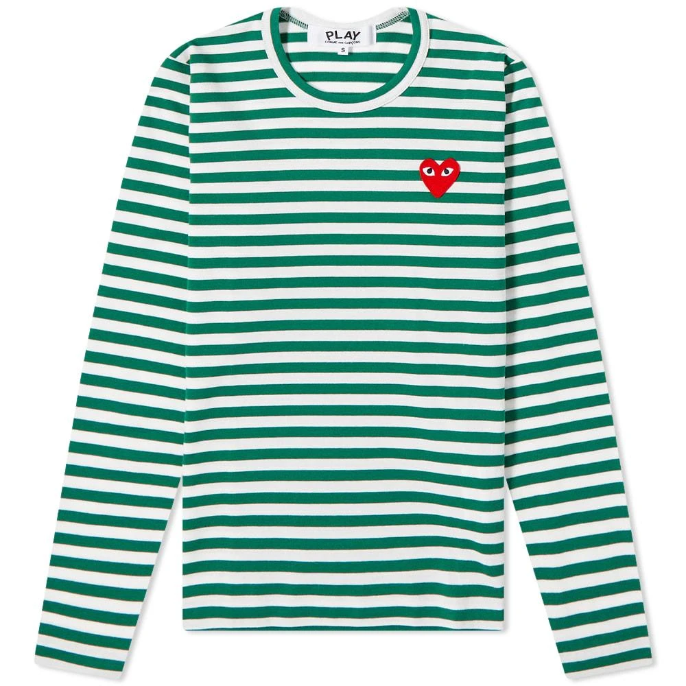 Comme des Garcons Comme des Garcons Play Women's Long Sleeve Heart Logo Stripe 1