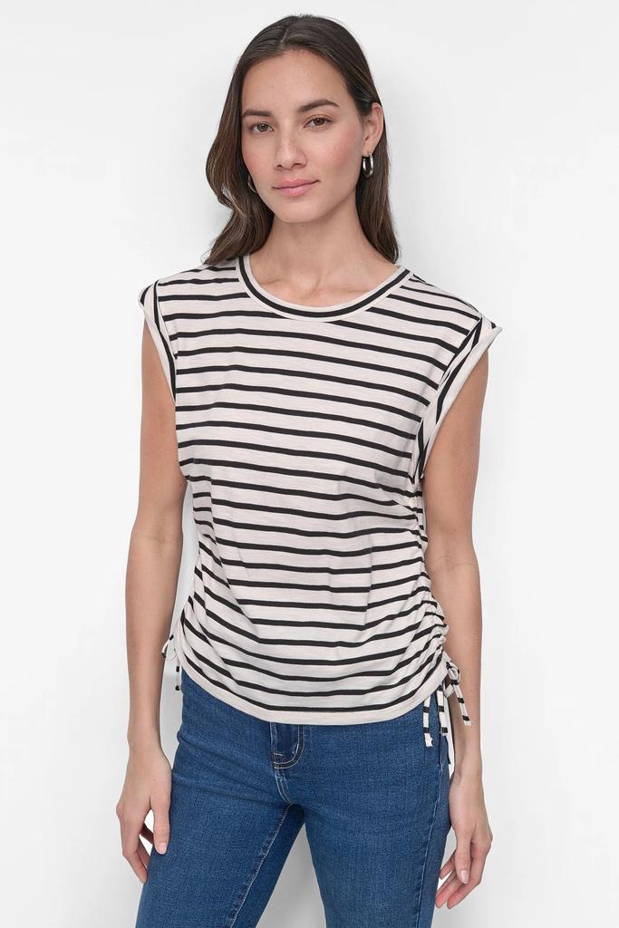 DKNY SIDE TIE RUCHED SLEEVELESS TEE
