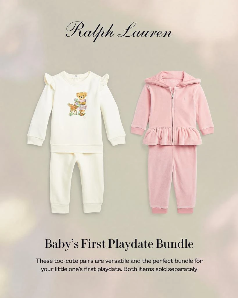 Ralph Lauren Girl's Brushed Velour Hoodie and Pants Set, Size 6M-24M 3