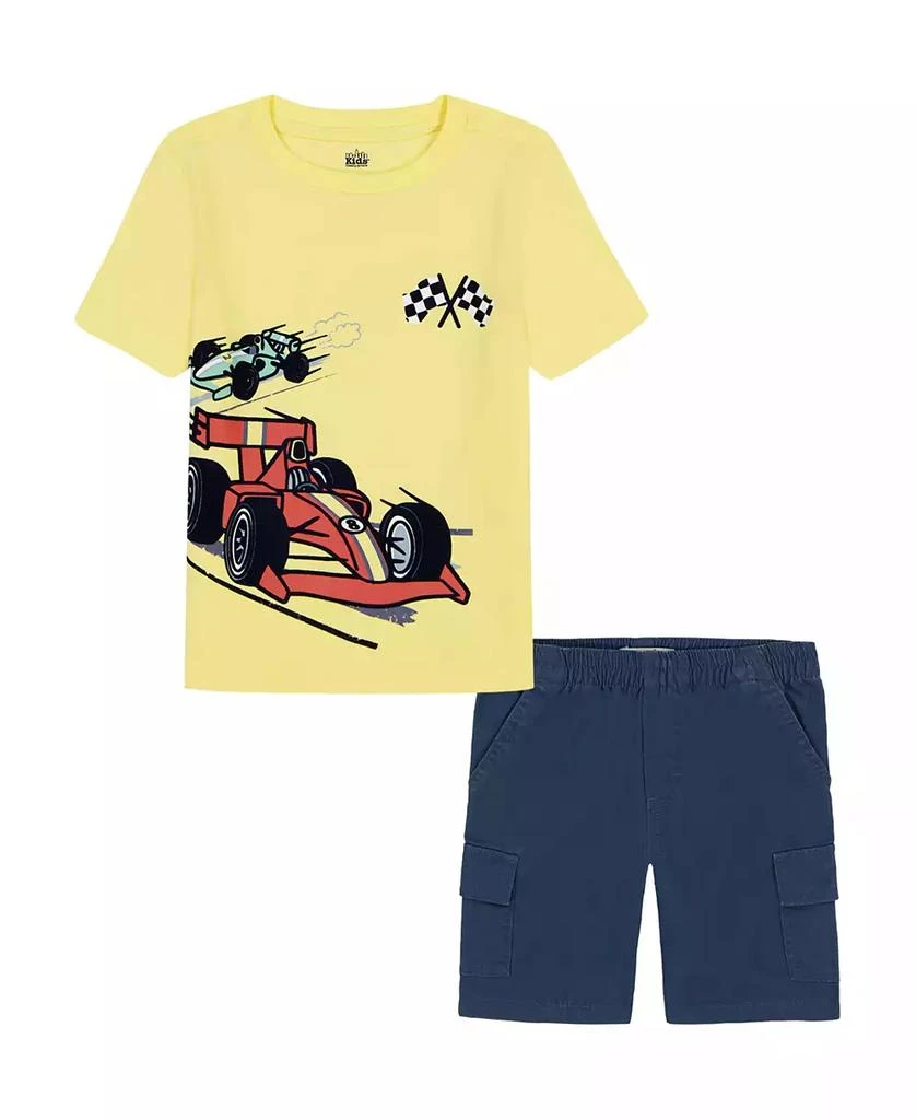 KIDS HEADQUARTERS Toddler and Little Boys 2-Piece Short Sleeve Graphic T-Shirt and Twill Cargo Shorts Set 1
