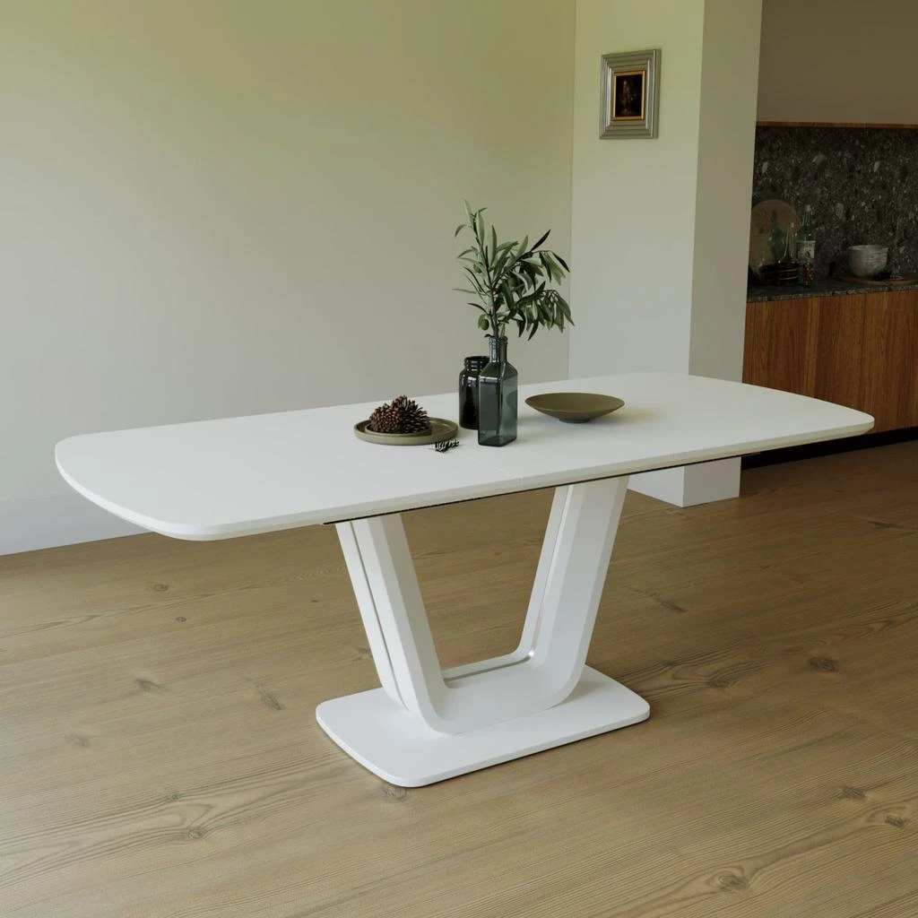 Streamdale Furniture Streamdale Expandable White Dining Table, U-Legs, Home/Office 2