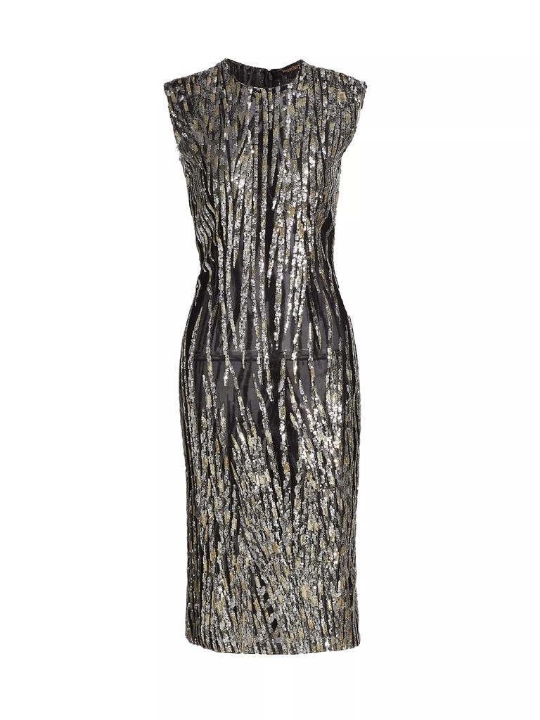 REEM ACRA Sequin Tulle Sleeveless Midi-Dress