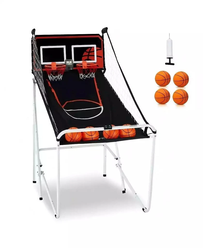 HONGGE Indoor Basketball Arcade Game with Dual Hoops Electronic Scoring Foldable Steel Frame for Family Competition 1