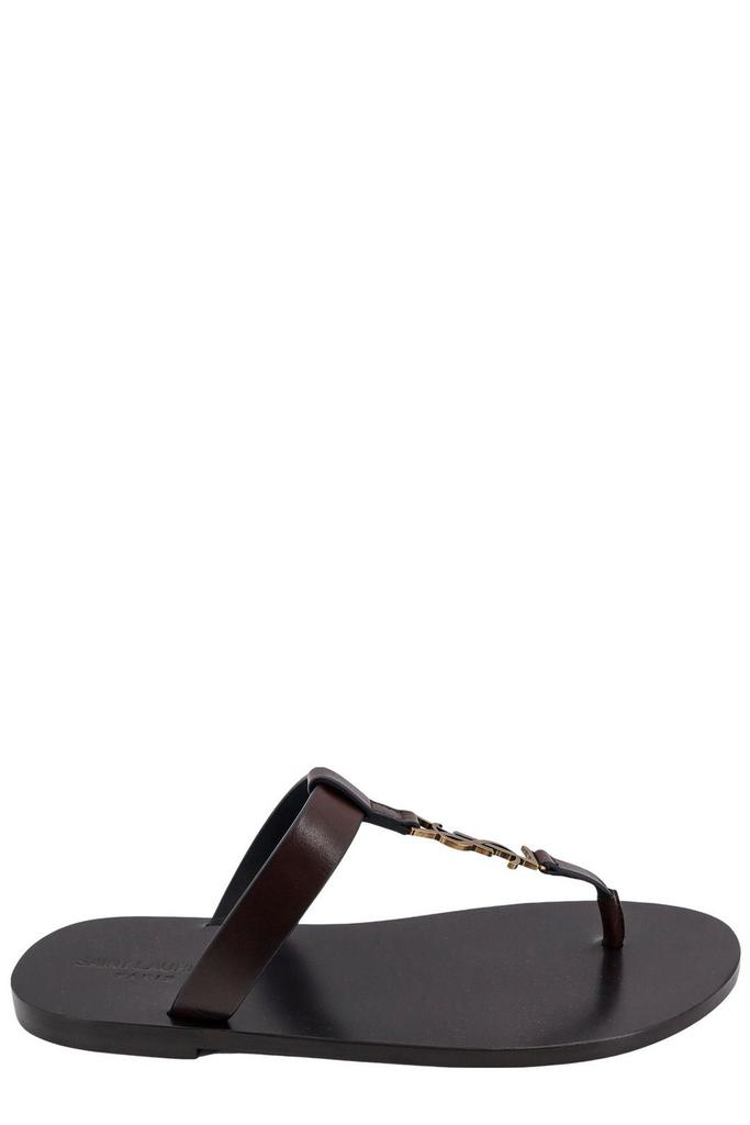 Shop Saint Laurent Cassandre Logo Plaque Slides on Sale at