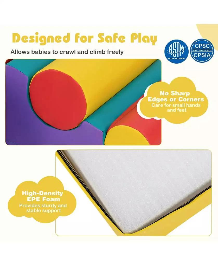 HONGGE 7-Piece Soft Foam Climbing Blocks Playset for Babies and Toddlers 10