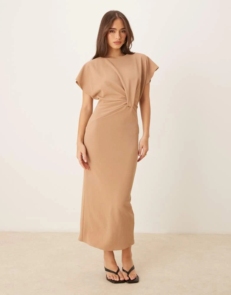 ASOS DESIGN short sleeve twist front midi dress beige  On Sale Now with Up  to 65% Off | Discover Exclusive Deals & Savings at BeyondStyle  Authentic  ASOS Home|women with Limited-Time