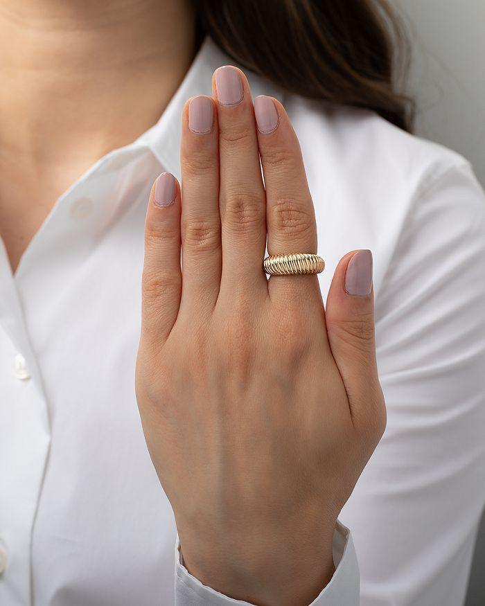 Zoe Lev 14K Yellow Gold Ribbed Dome Ring