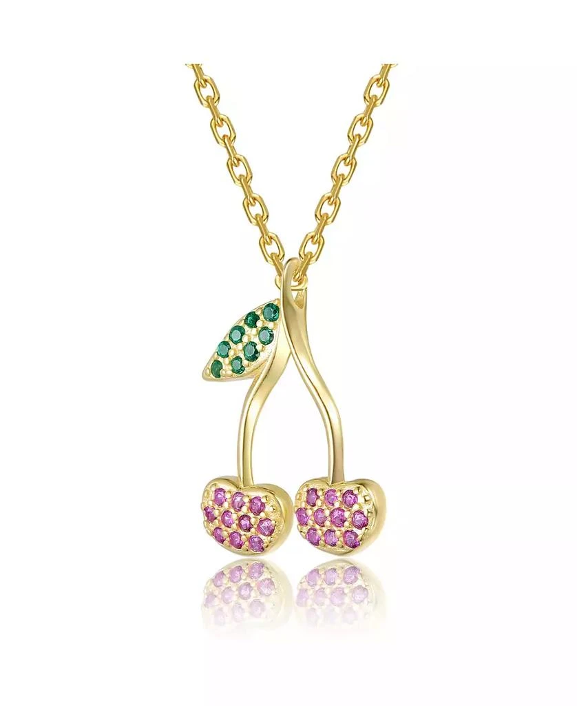 Rachel Glauber Teens Exquisite 14K Gold-Plated Cherry Pendant Necklace 3