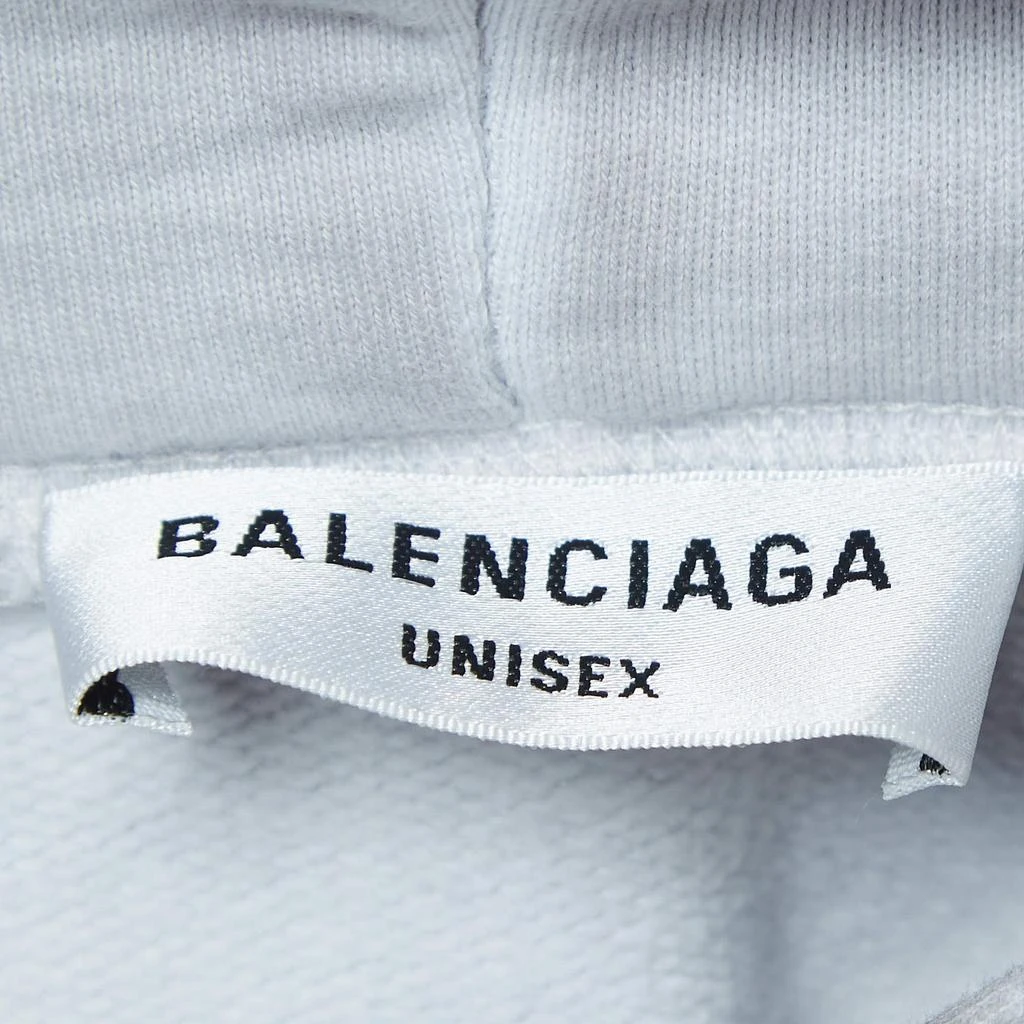 Balenciaga Balenciaga Grey Distressed Cotton Graphic Print Hoodie S 4