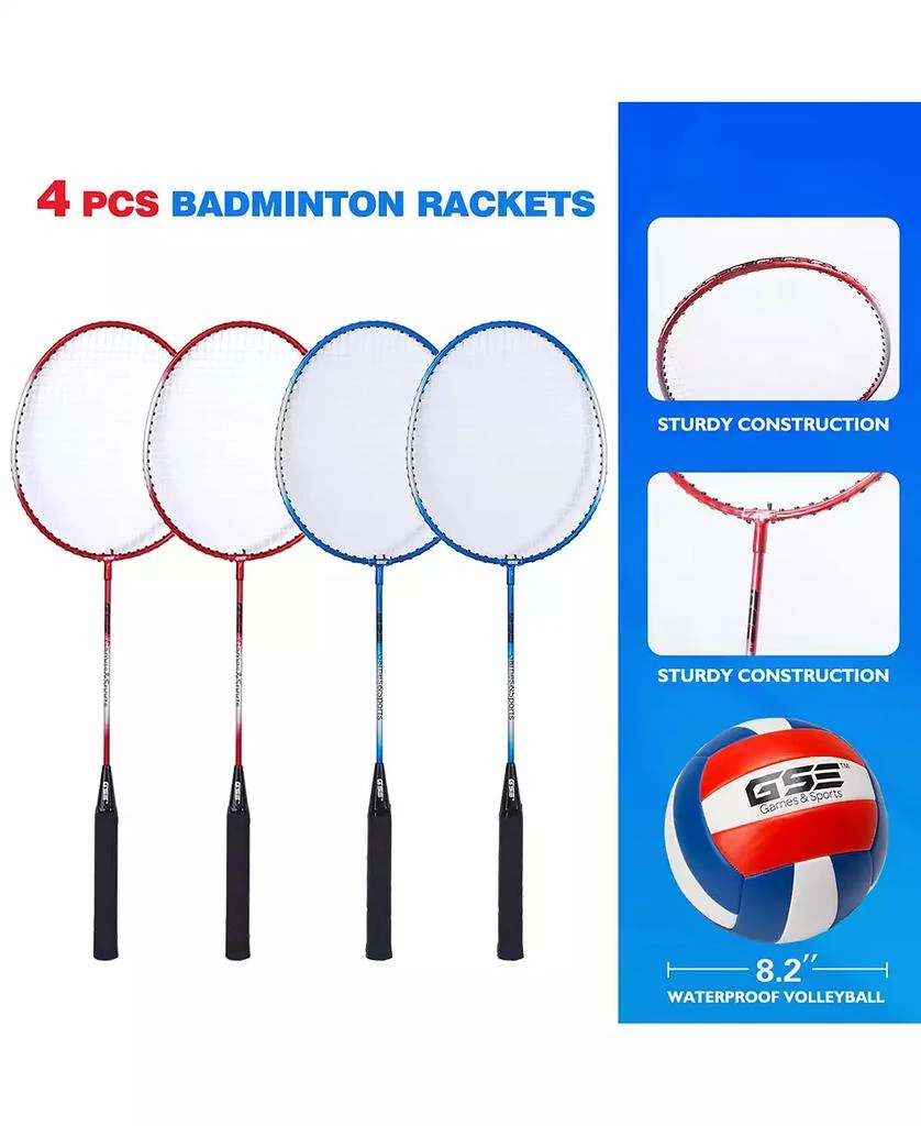 GSE Games 
Sports Expert Volleyball and Badminton Combo Set with Net,4 Rackets,3 Birds, PU Volleyball and Carrying Bag (Recreational) 5