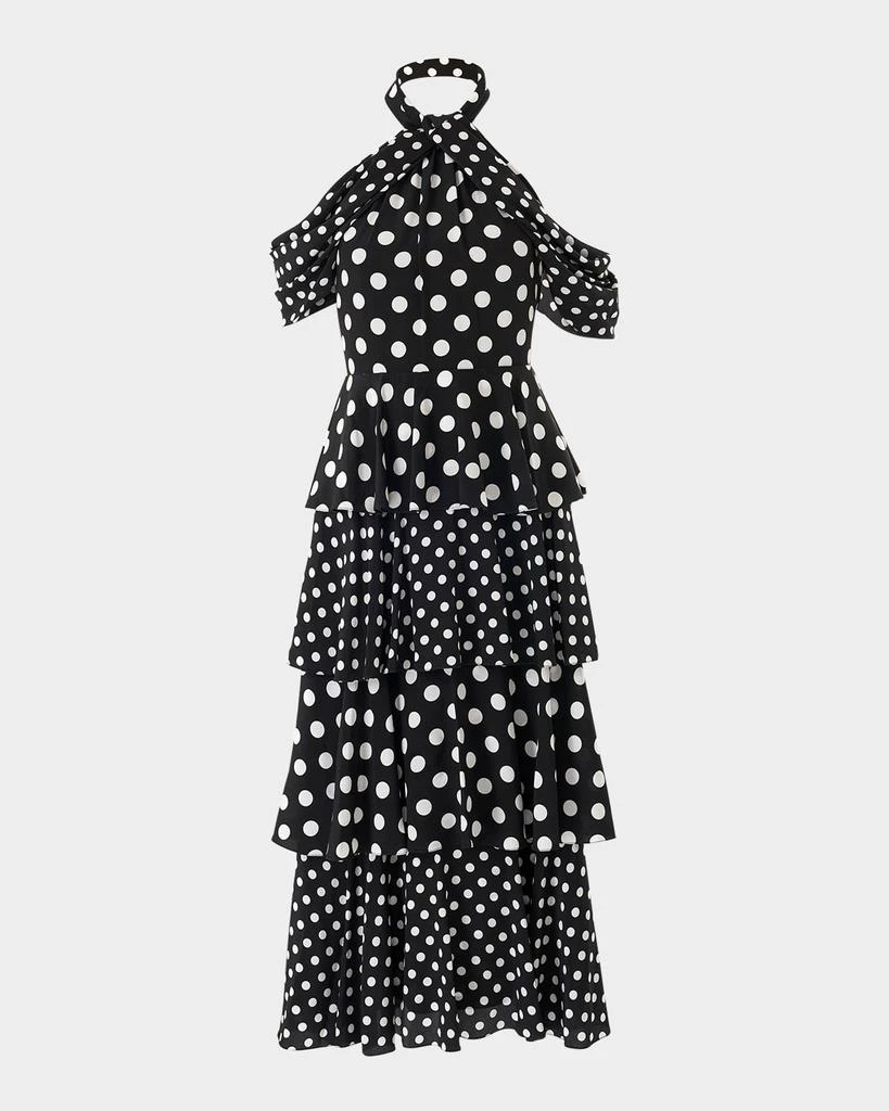 Carolina Herrera Polka-Dot Halter Tiered Midi Dress 1