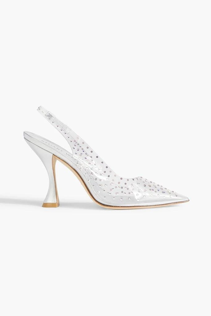 Stuart Weitzman Glam X Curve 100 crystal-embellished PVC slingback pumps 1