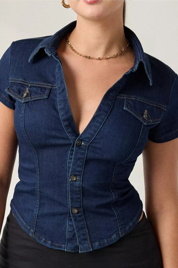 BDG BDG Polly Denim Slim Short Sleeve Button-Up Shirt 1