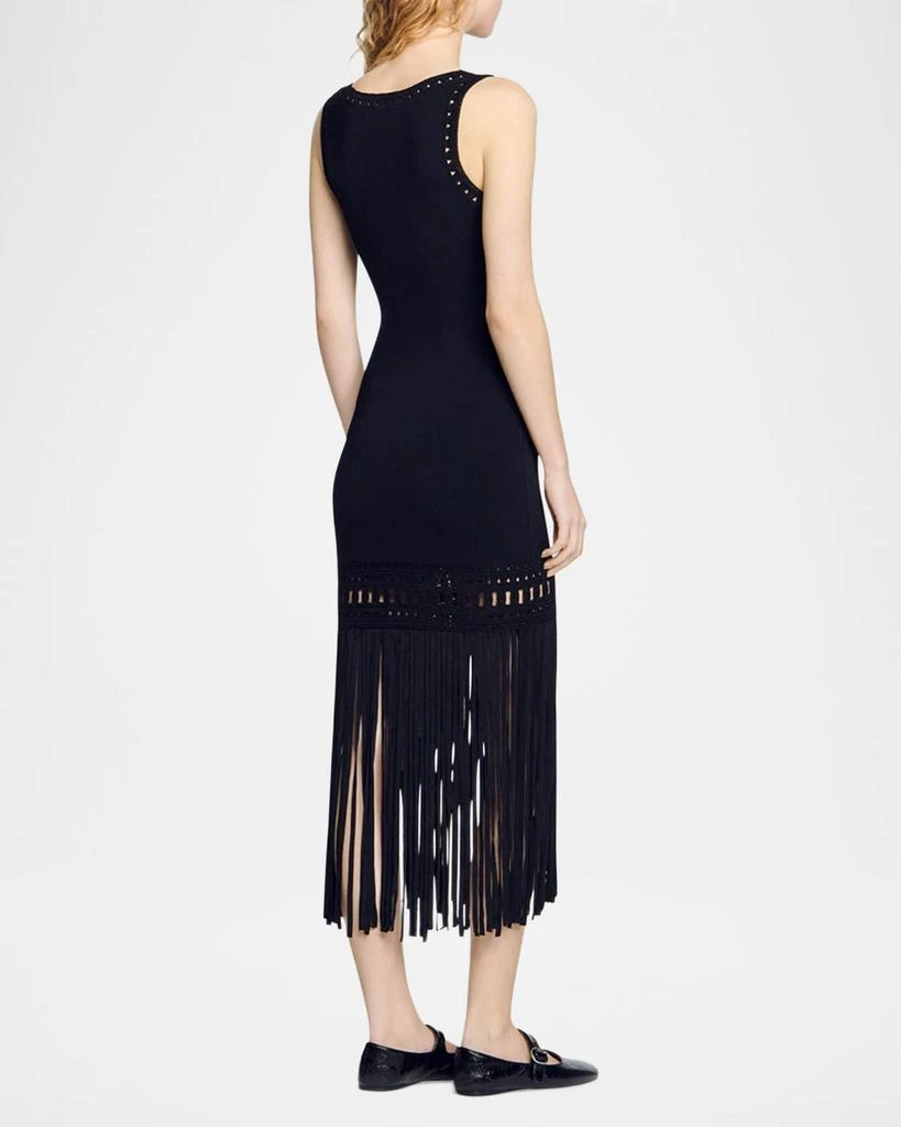 Sandro Lyne Fringe-Trim Midi Dress 3