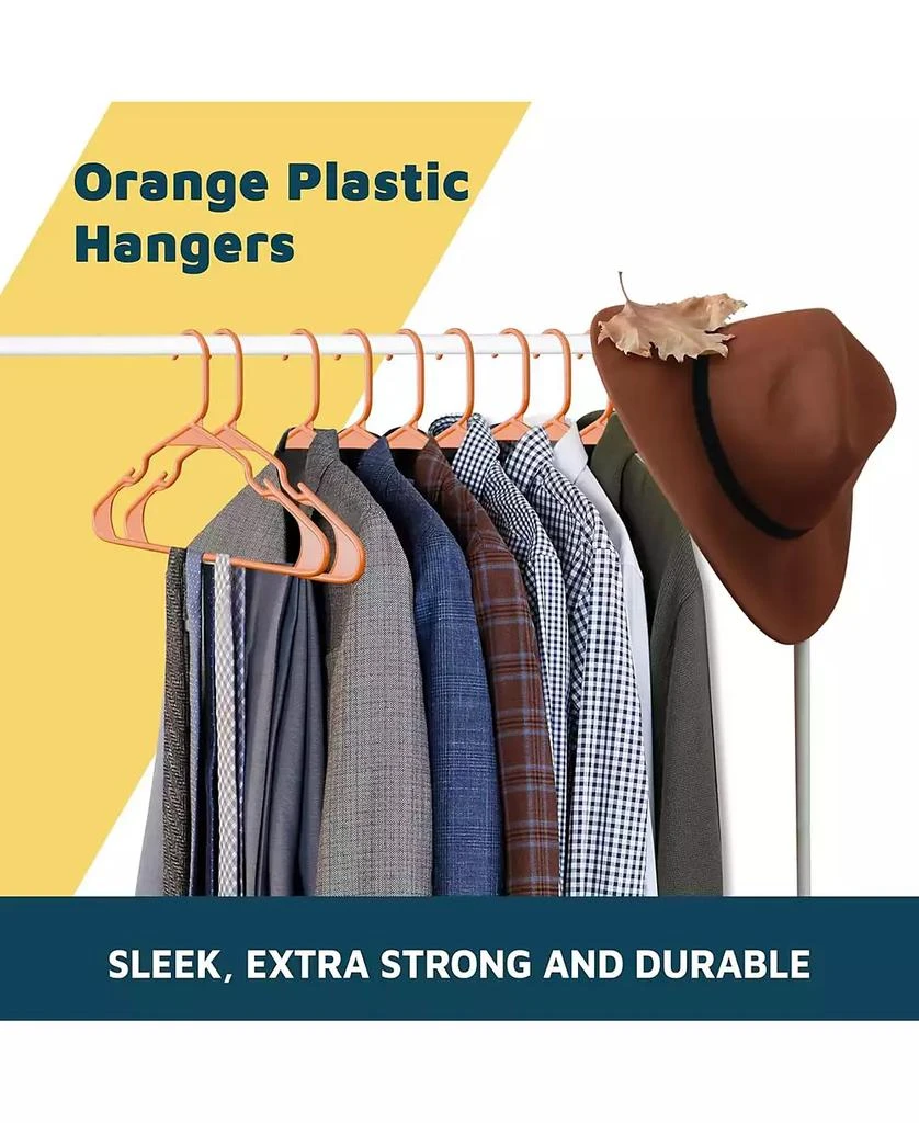 Lifemaster heavy-duty plastic hangers for clothes, dresses 
coats non-slip grooves, space-saving design, holds 5 lbs 120-pack, orange. 7