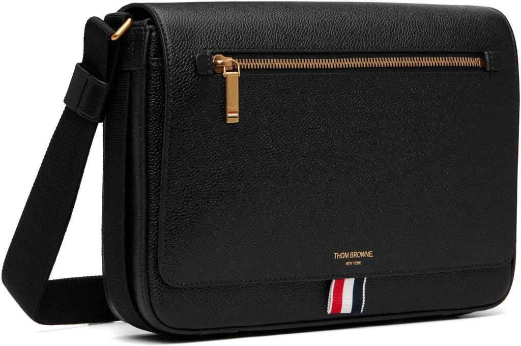 Thom Browne Black Pebble Grain Reporter Bag 2