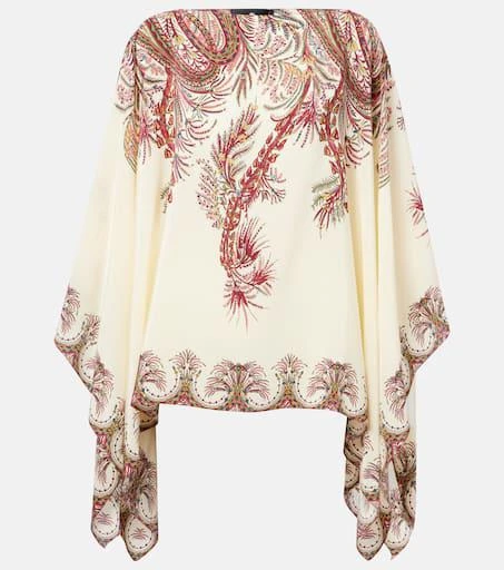 ETRO Printed silk crêpe de chine poncho 1