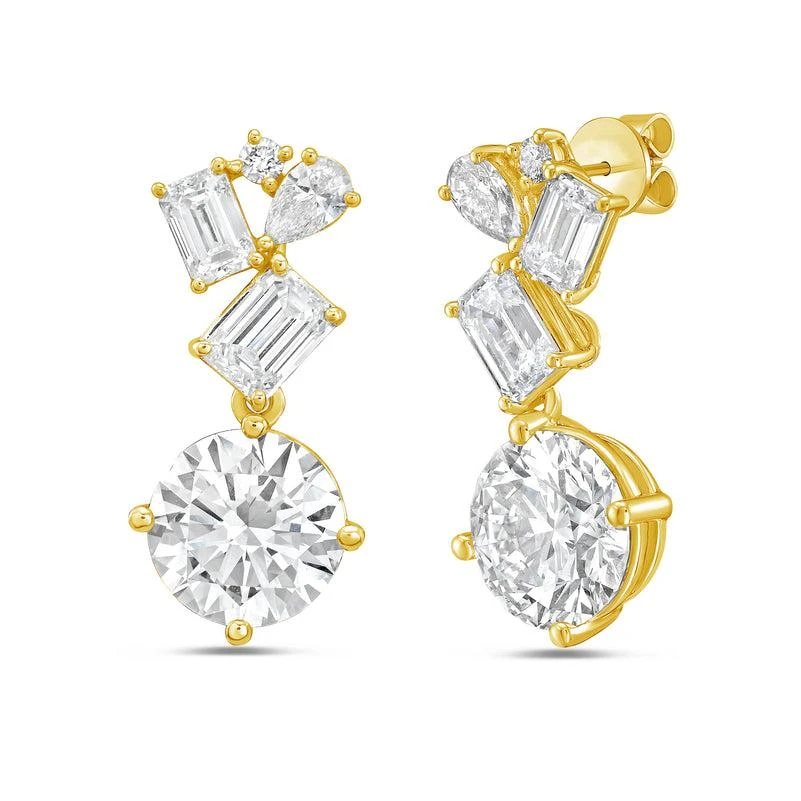 Diana M Jewels 14KT YELLOW GOLD LAB GROWN DIAMOND FASHION  EARRINGS WEIGHING 10.00 CTS TW 2