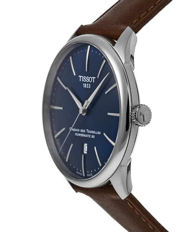 Tissot Tissot Chemin Des Tourelles Powermatic 80 Automatic Blue Dial Leather Strap Men's Watch T139.807.16.041.00 3