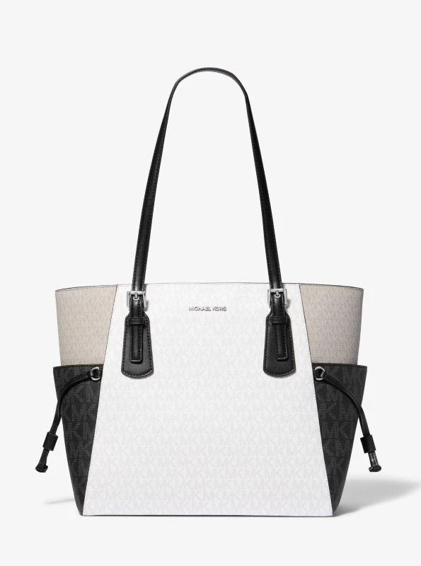 Michael Kors Voyager Large Color-Block Signature Logo Tote Bag