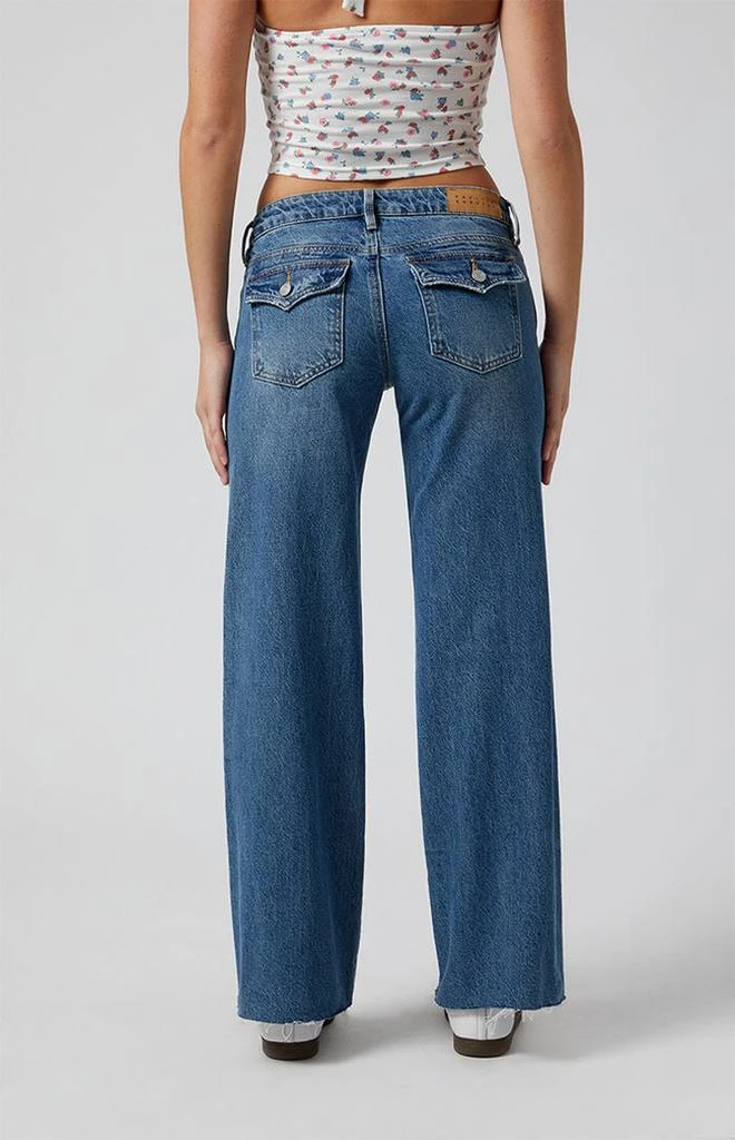 PacSun Zoe Low Rise Girlfriend Jeans Button Pocket Dark Indigo 4