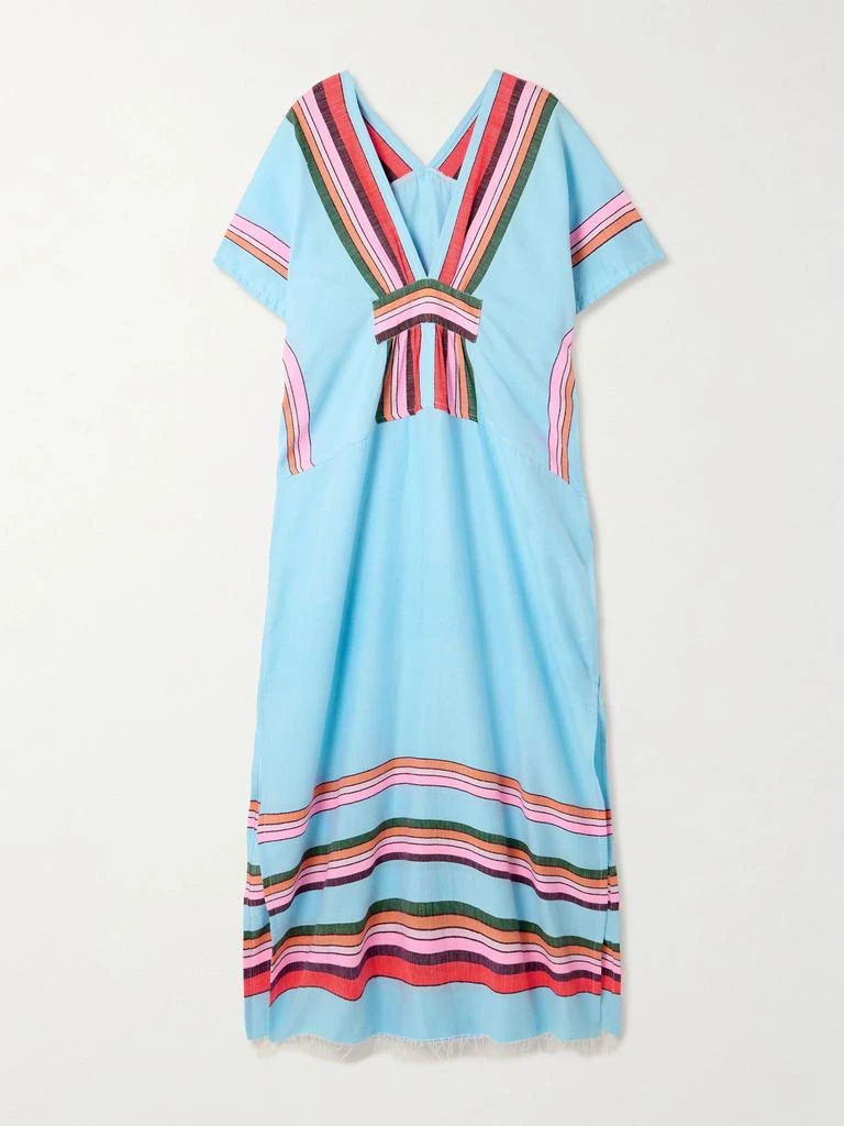 LEMLEM Gasira Frayed Striped Cotton-blend Maxi Kaftab