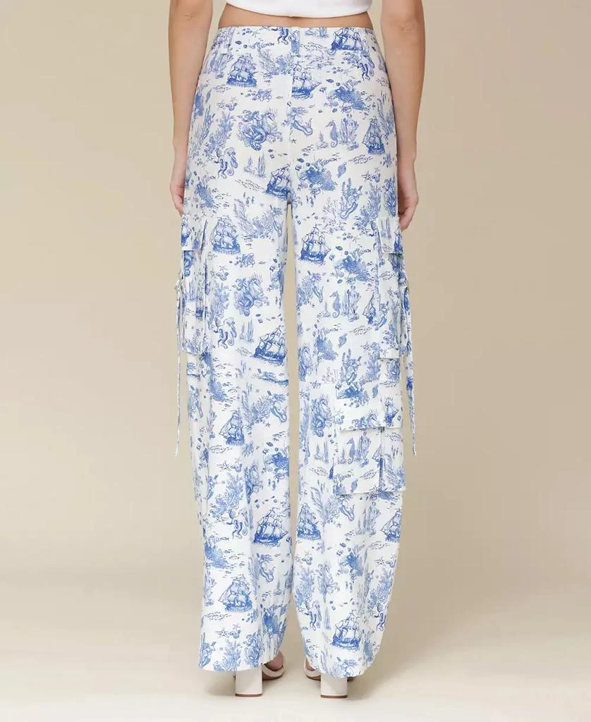 Avec Les Filles Women's Oceanic-Print Wide-Leg Cargo Pants 2