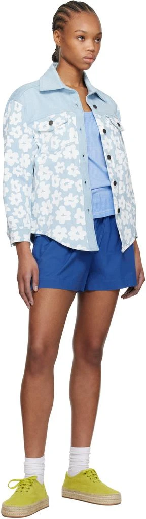 MSGM Blue Printed Denim Shirt 4