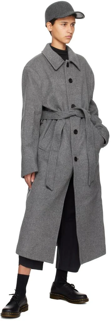 AMOMENTO Gray Belted Coat 4