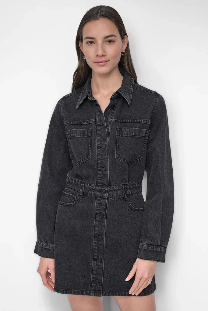 DKNY BUTTON DOWN LONG SLEEVE DENIM DRESS 7