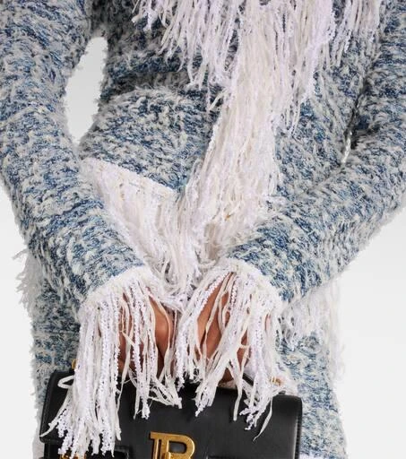 Balmain Fringed denim tweed jacket 5
