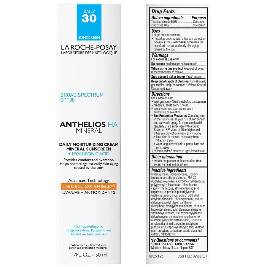 La Roche-Posay Mineral Sunscreen Moisturizer SPF 30 + Hyaluronic Acid 2