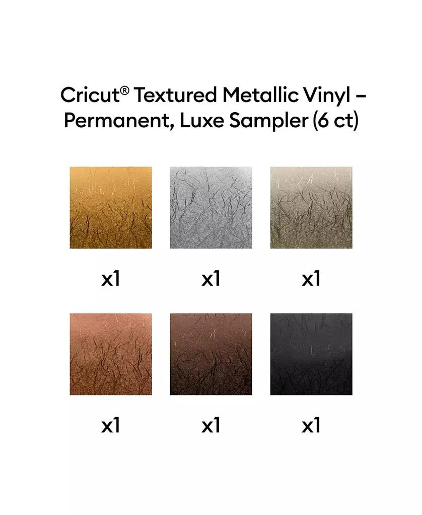 cricut Textured Metallic Vinyl Permanent, Luxe Sampler - 12 in x 12 in Sheets (6 ct) 2