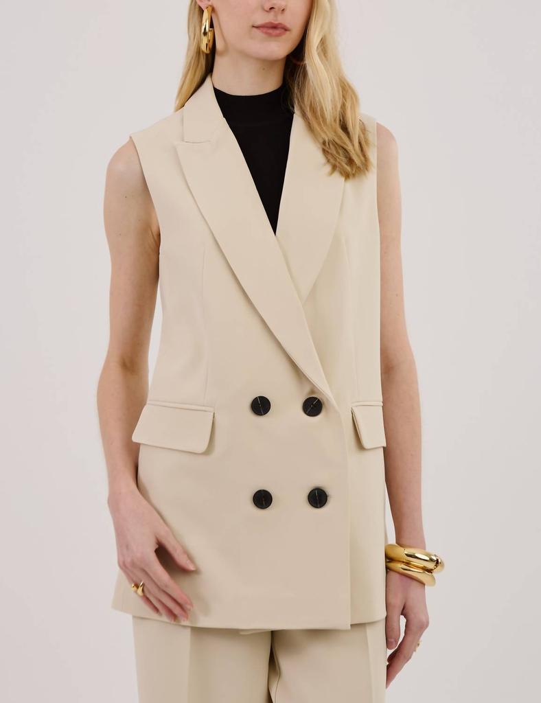 Unique Chic Unique Chic - Eunice Sage Tailored Long Vest