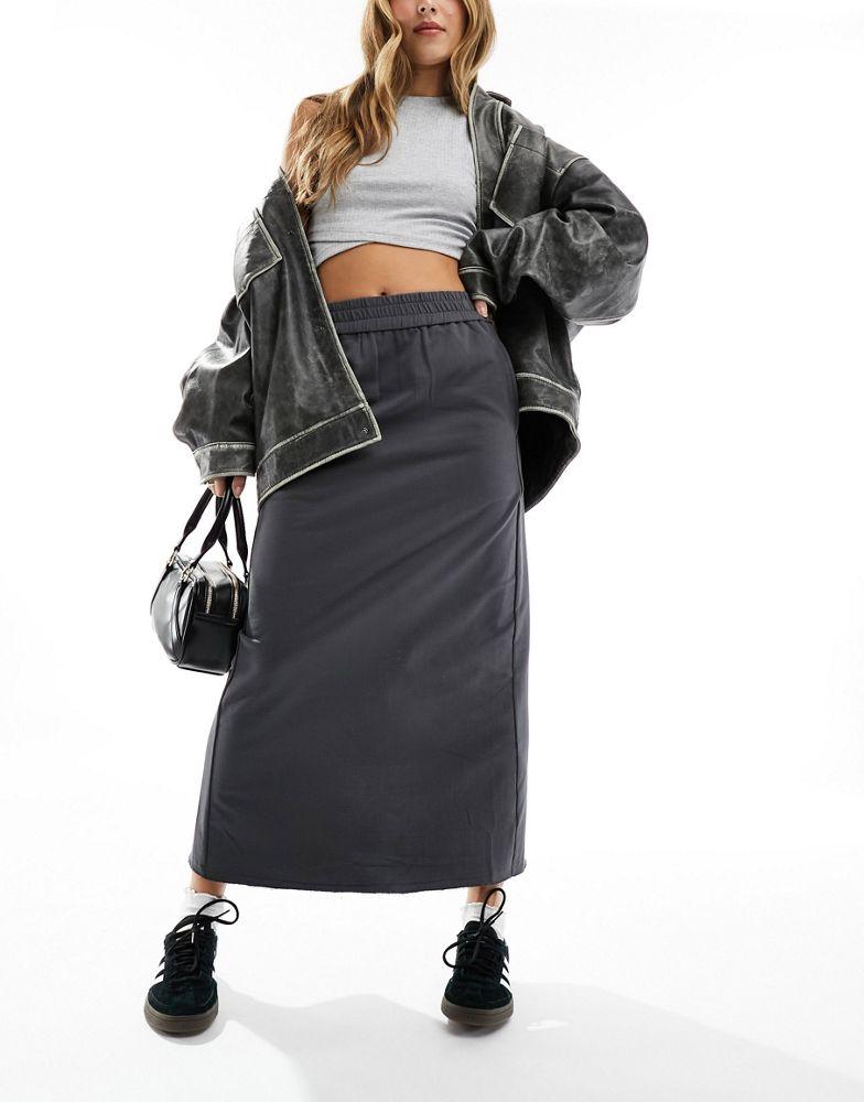 Urban Revivo Urban Revivo maxi sweat skirt in vintage grey