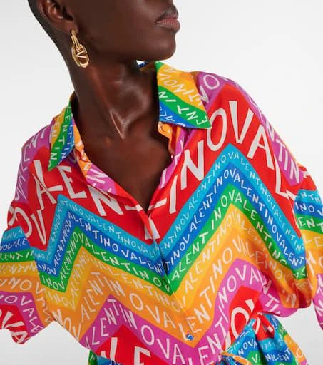 Valentino Logo silk shirt dress 5