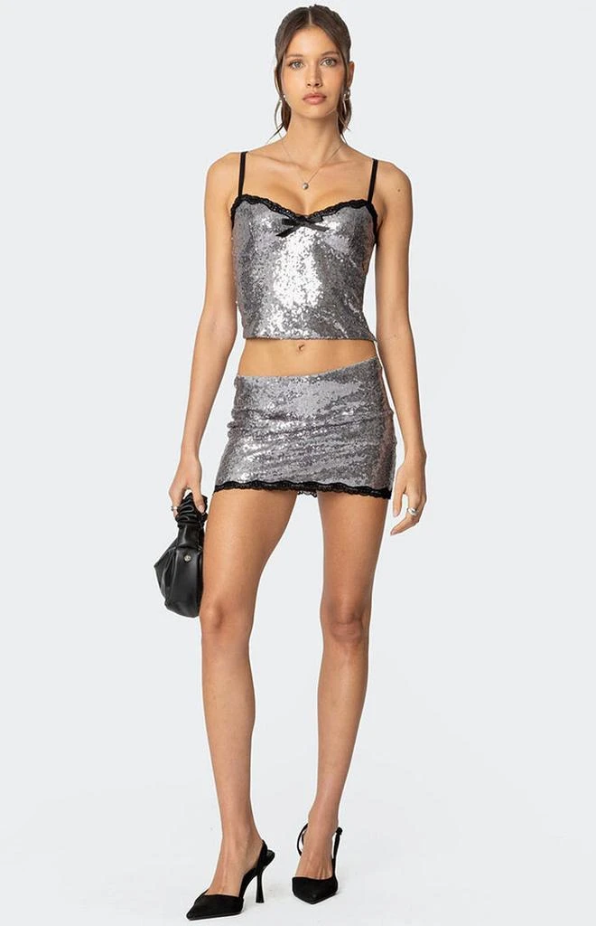 Edikted Revel Lace Trim Sequin Tank Top 2